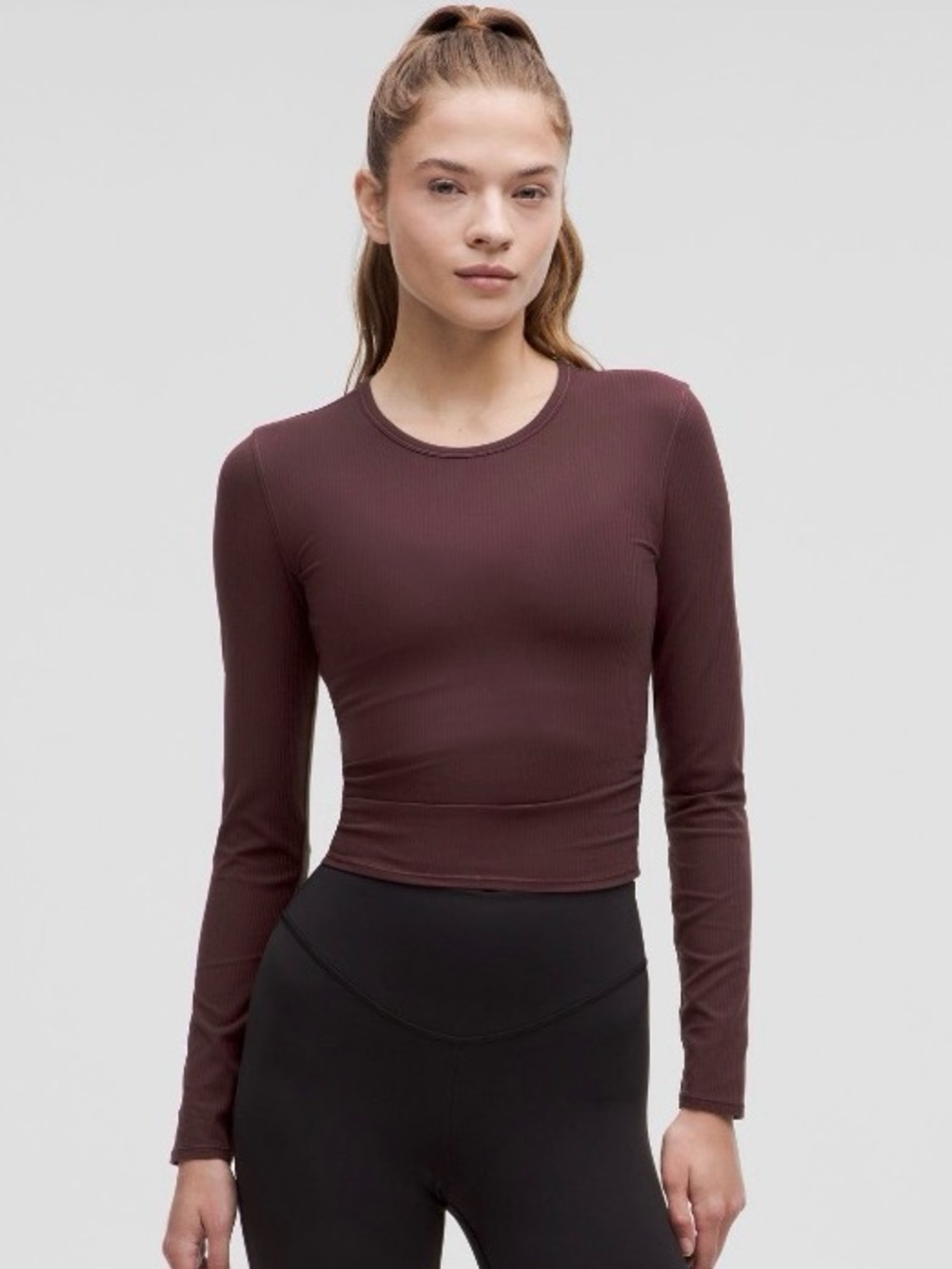 (Discontinued) All It Takes back-twist Ribbed Long Sleeve Shirt